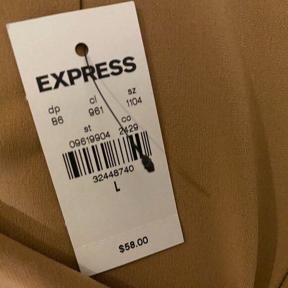 Express Tan Long Sleeve Off Shoulder Wrap Top Size Large NWT - Picture 9 of 10
